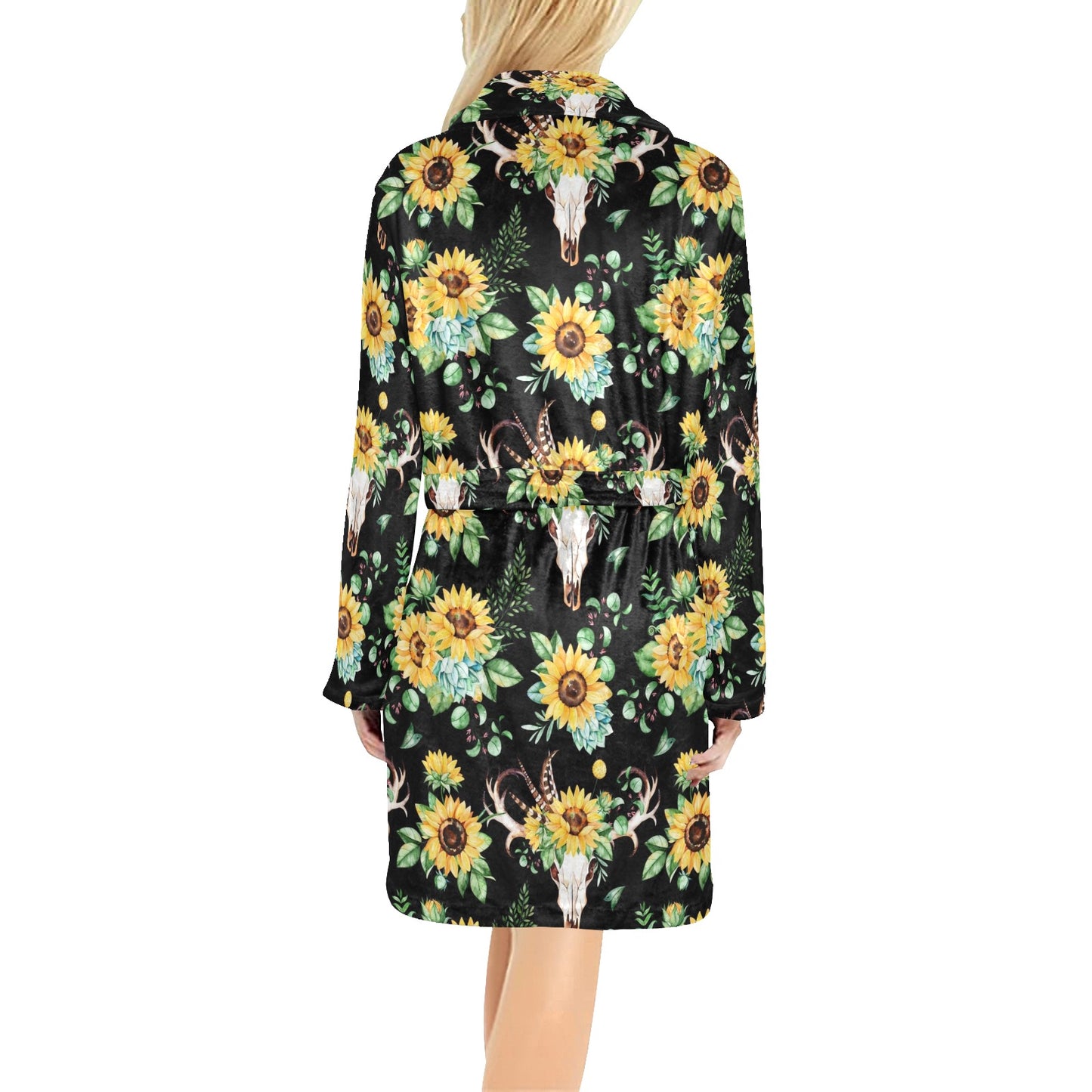 Sunflower Pattern Print Design SF08 Women's Fleece Robe