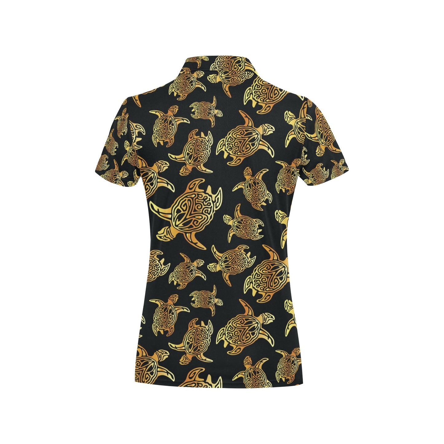 Gold Tribal Turtle Polynesian Themed Women's Polo Shirt