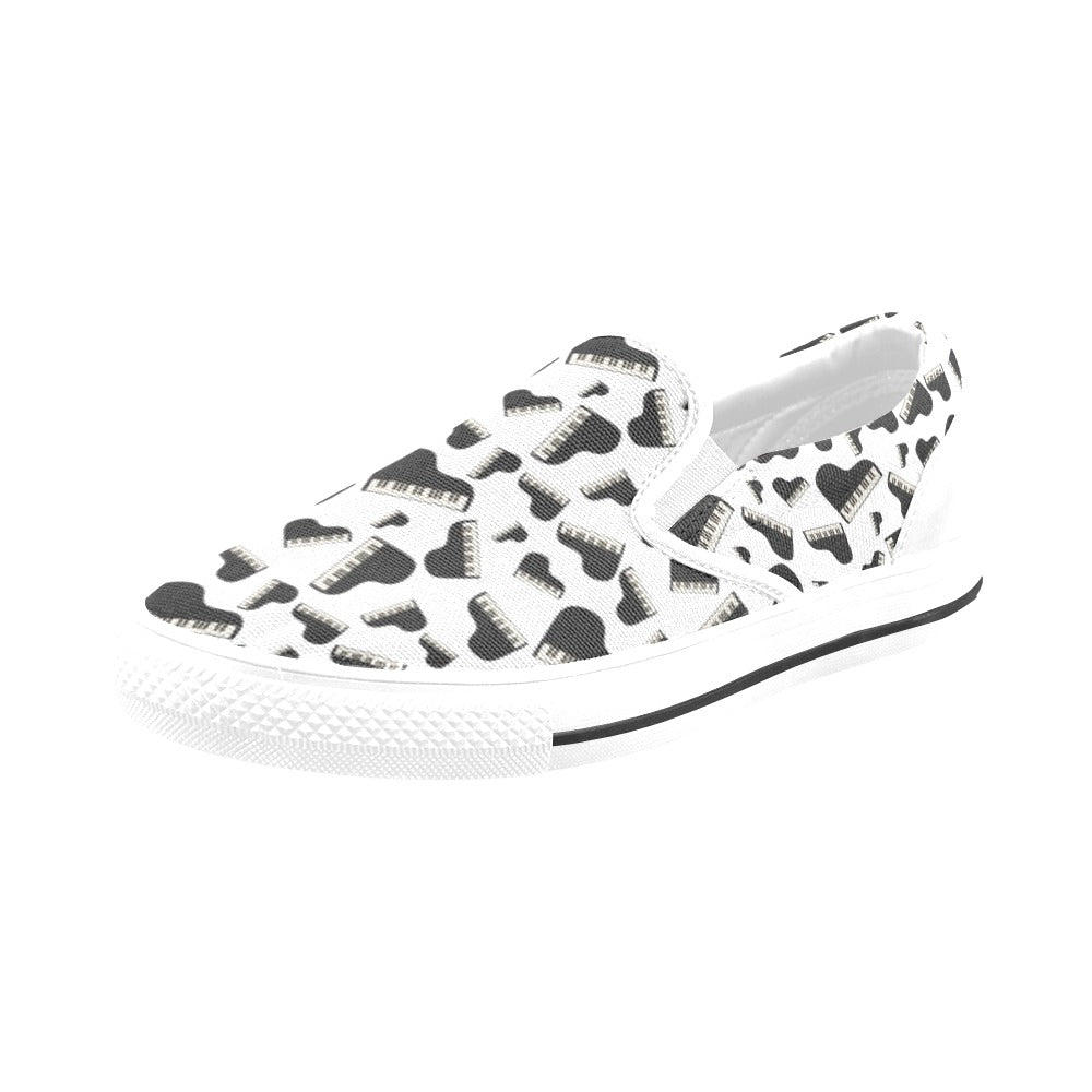 Piano Print Design LKS405 White Slip Ons Canvas Women's Shoes