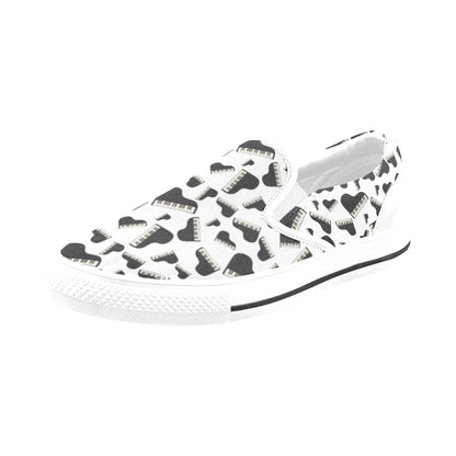Piano Print Design LKS405 White Slip Ons Canvas Women's Shoes