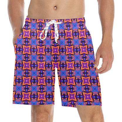 kaleidoscope Purple Orange Print Design Men's Swim Trunks Beach Shorts