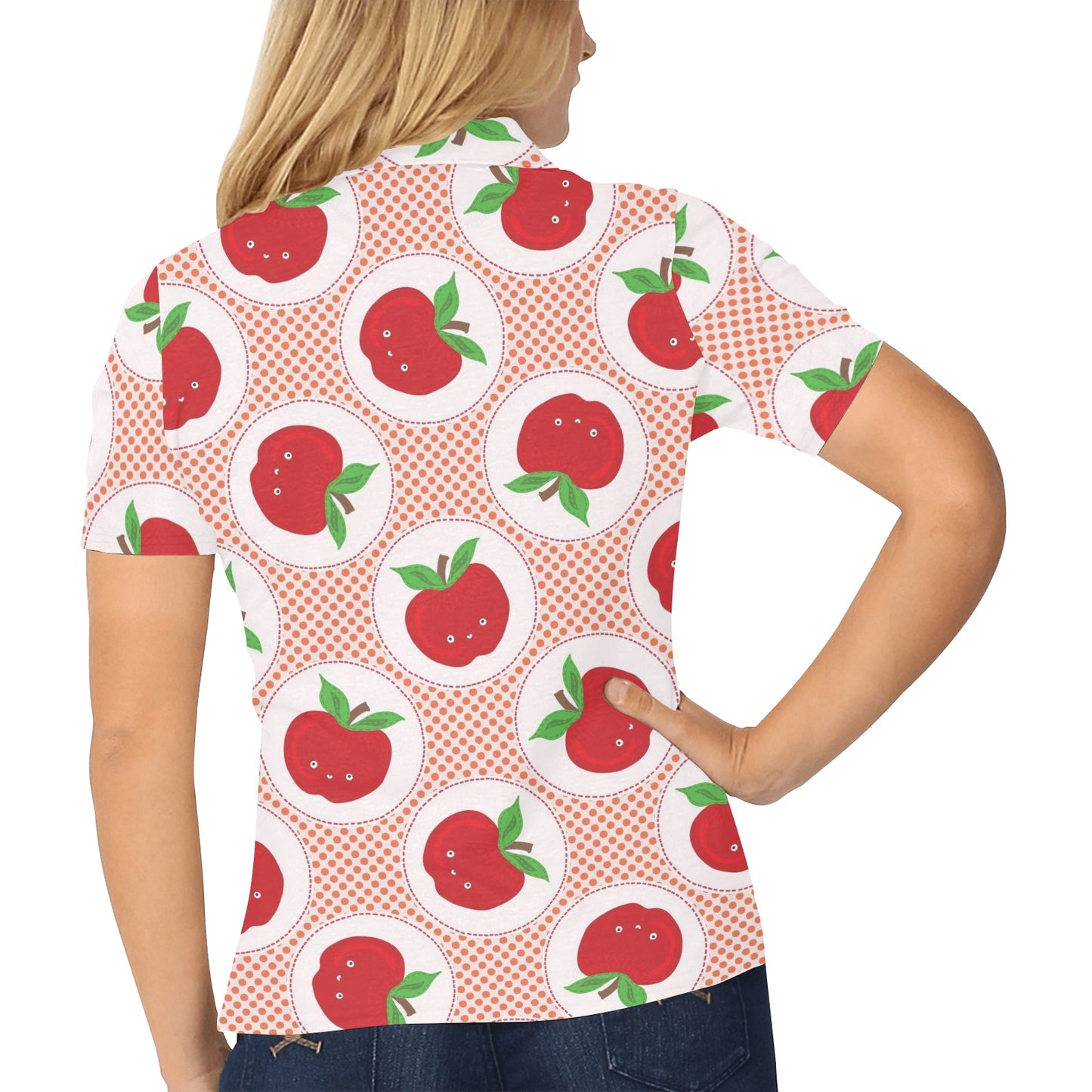 Apple Pattern Print Design AP08 Women's Polo Shirt