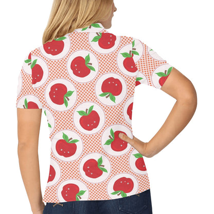 Apple Pattern Print Design AP08 Women's Polo Shirt