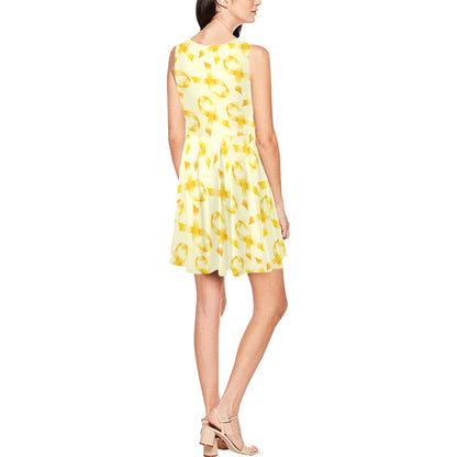 Childhood cancer Pattern Print Design 01 Sleeveless Dress