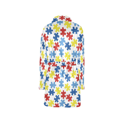 Autism Awareness Pattern Print Design 04 Women's Fleece Robe