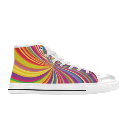 Vortex Print Design LKS301 Men's High Top Canvas Shoes
