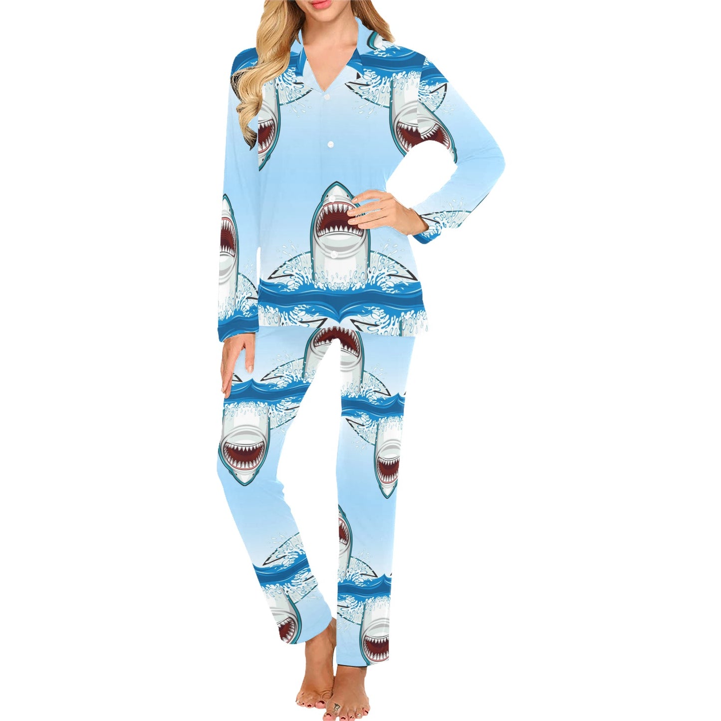 Shark Bite Women's Long Pajama Set