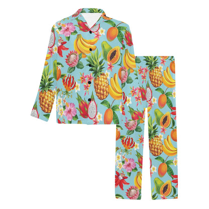 Tropical Fruits Pattern Print Design TF01 Men's Long Pajama Set