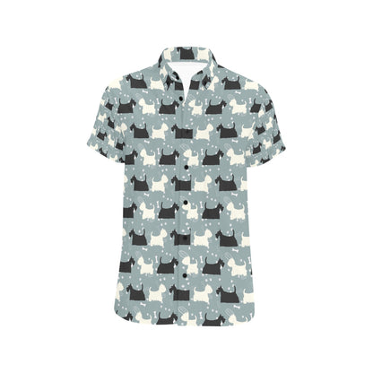 Scottish Terriers Print Design LKS301 Men Short Sleeve Button Up Shirt