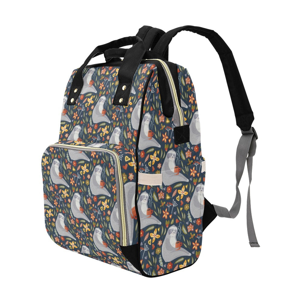 Sloth Print Design LKS303 Diaper Bag Backpack