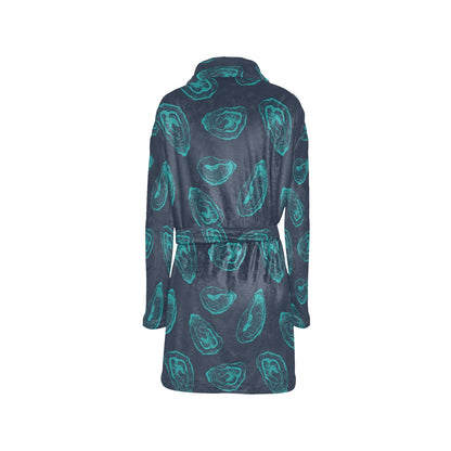 Oyster Pattern Print Design 01 Women's Fleece Robe