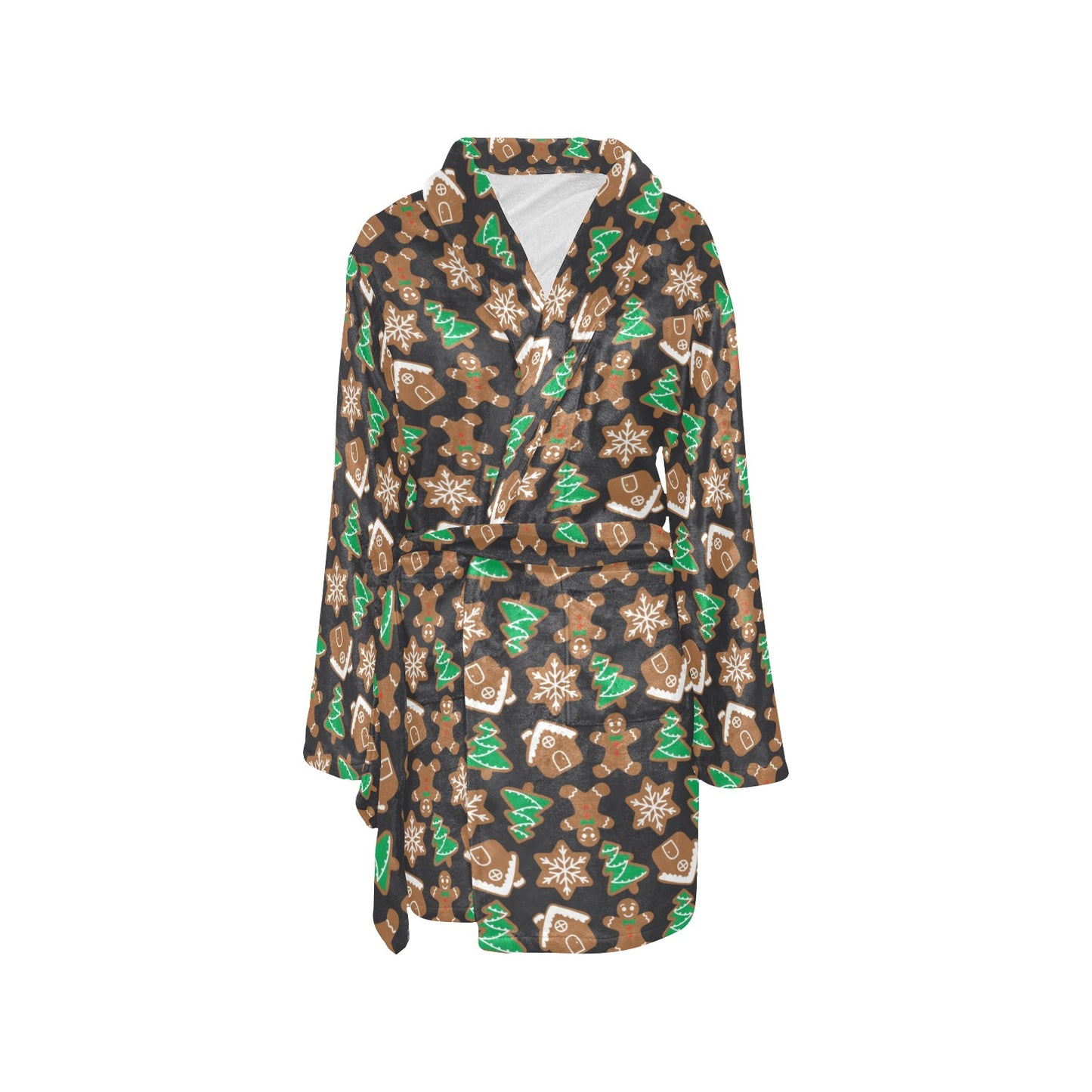 Gingerbread Pattern Print Design 02 Women's Fleece Robe
