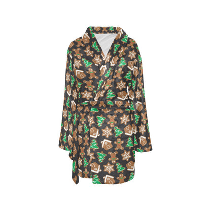 Gingerbread Pattern Print Design 02 Women's Fleece Robe