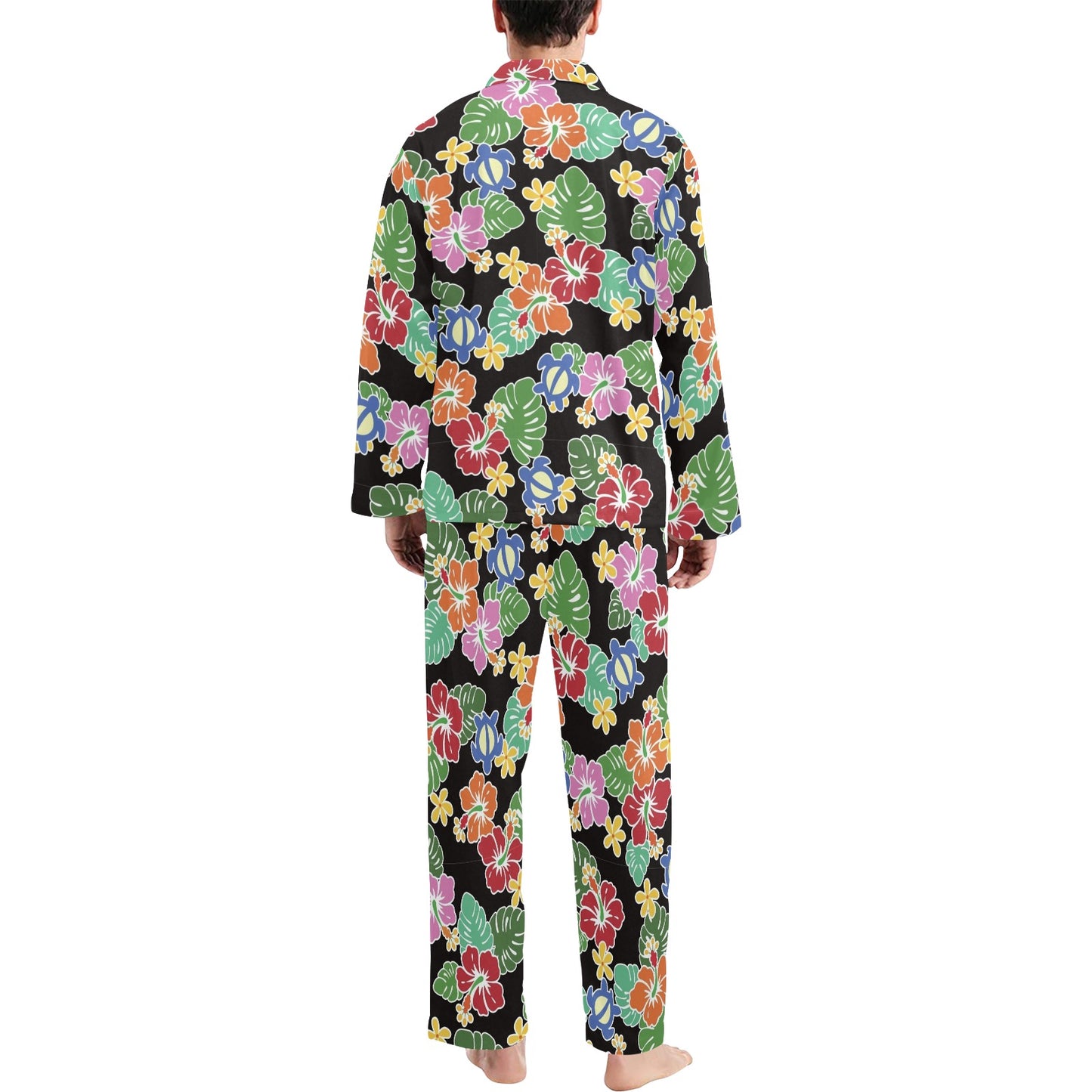 Hawaiian Themed Pattern Print Design H010 Men's Long Pajama Set