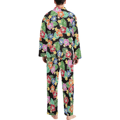 Hawaiian Themed Pattern Print Design H010 Men's Long Pajama Set