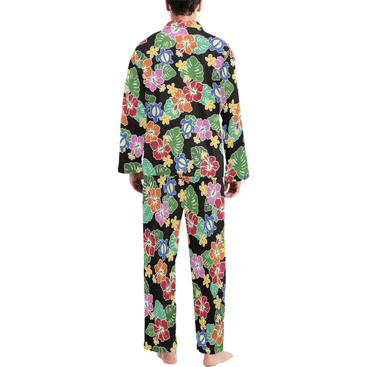 Hawaiian Themed Pattern Print Design H010 Men's Long Pajama Set