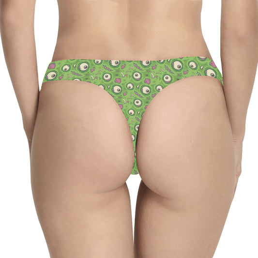 Zombie Eyes Design Pattern Print Women's Thongs