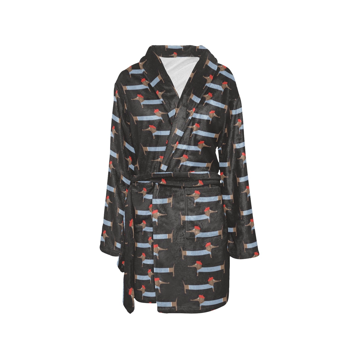 Dachshund Pattern Print Design 04 Women's Fleece Robe