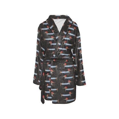 Dachshund Pattern Print Design 04 Women's Fleece Robe