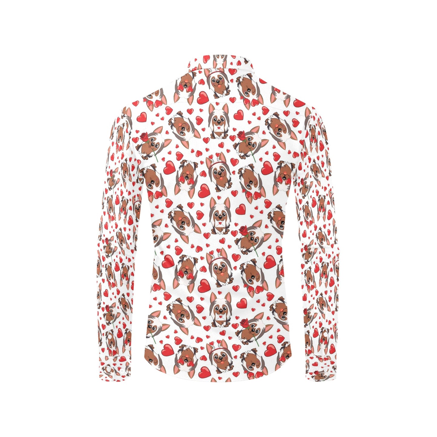 Silky Terriers Heart Print Design LKS302 Men's Long Sleeve Dress Shirt