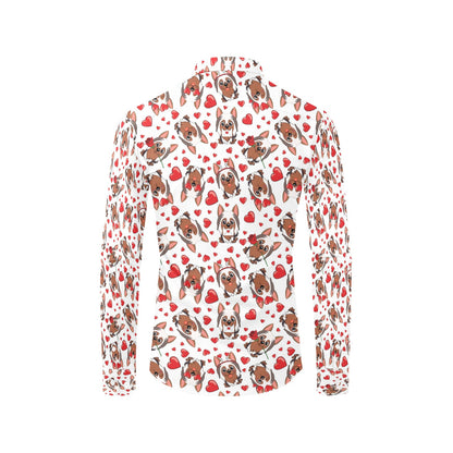 Silky Terriers Heart Print Design LKS302 Men's Long Sleeve Dress Shirt