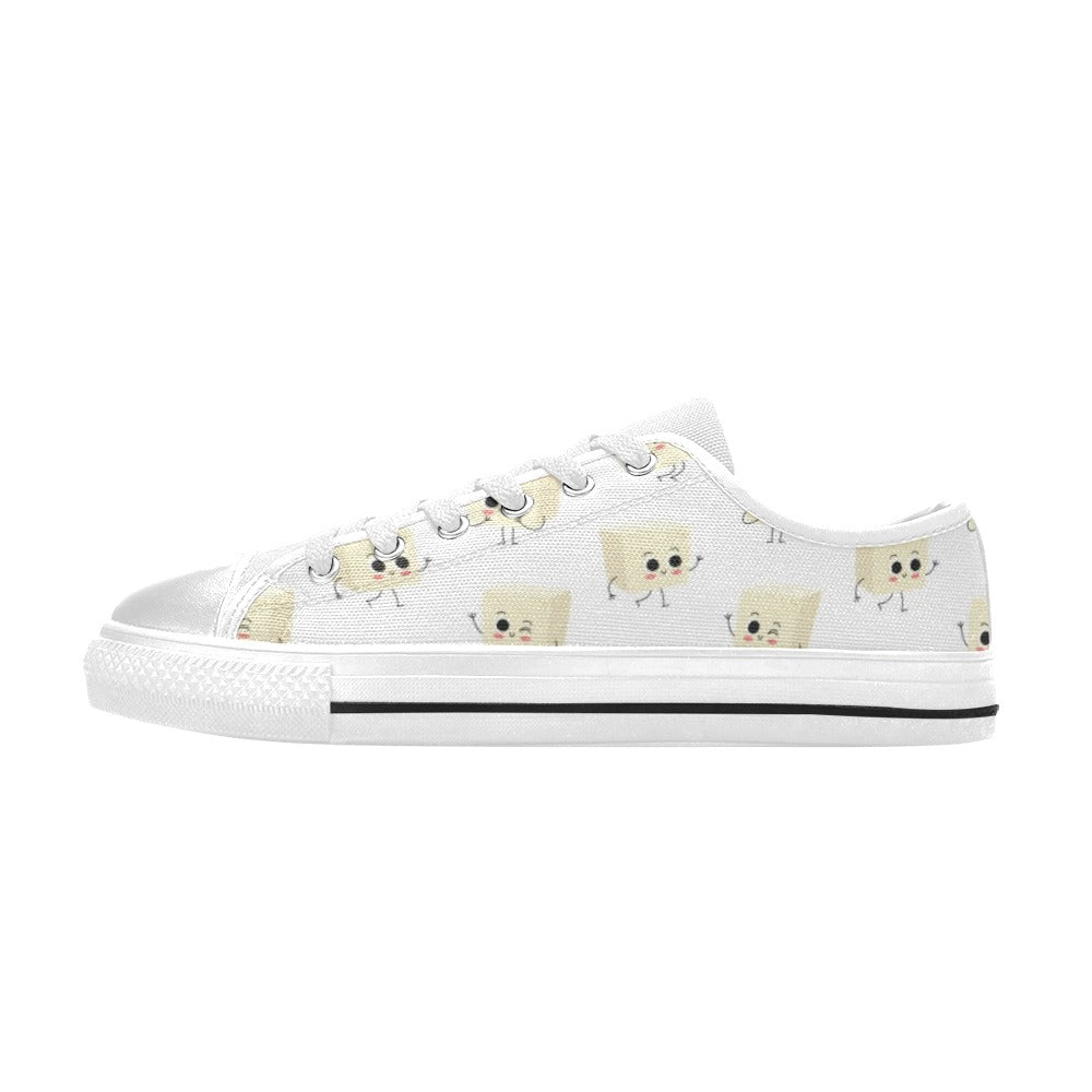 Tofu Print Design LKS301 Women's White Low Top Shoes