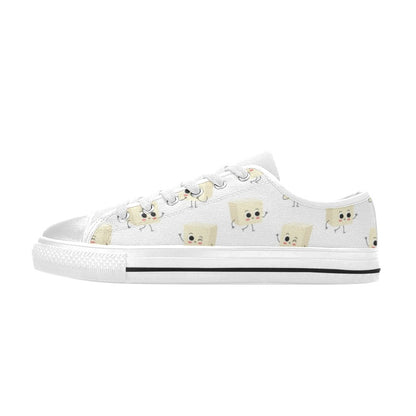 Tofu Print Design LKS301 Women's White Low Top Shoes