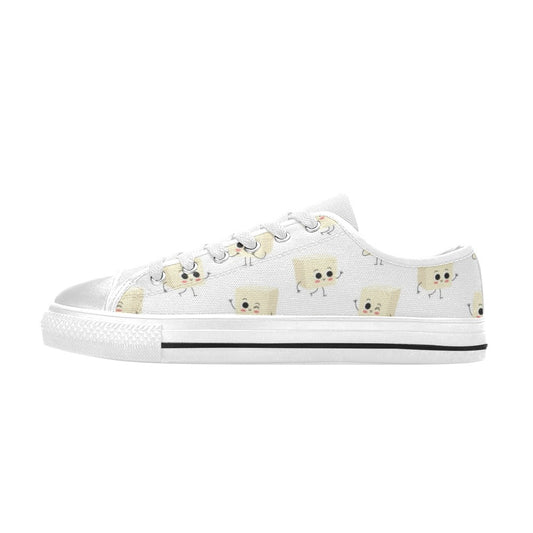 Tofu Print Design LKS301 Women's White Low Top Shoes