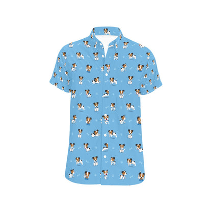Russell Terriers Print Design LKS3010 Men Short Sleeve Button Up Shirt