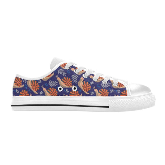 Snail Print Design LKS401 Women's White Low Top Shoes