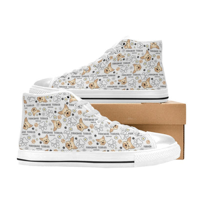 Yorkshire Terriers Print Design LKS308 Men's High Top Canvas Shoes