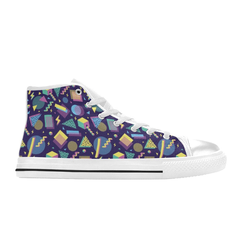Geometric Print Design LKS401 Men's High Top Canvas Shoes