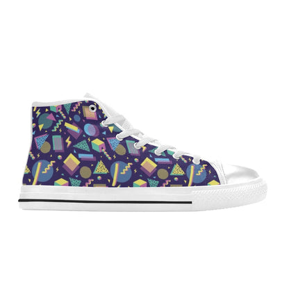 Geometric Print Design LKS401 Men's High Top Canvas Shoes