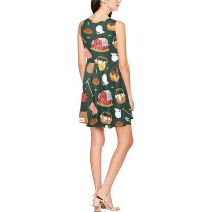 Agricultural Farm Print Design 02 Sleeveless Dress