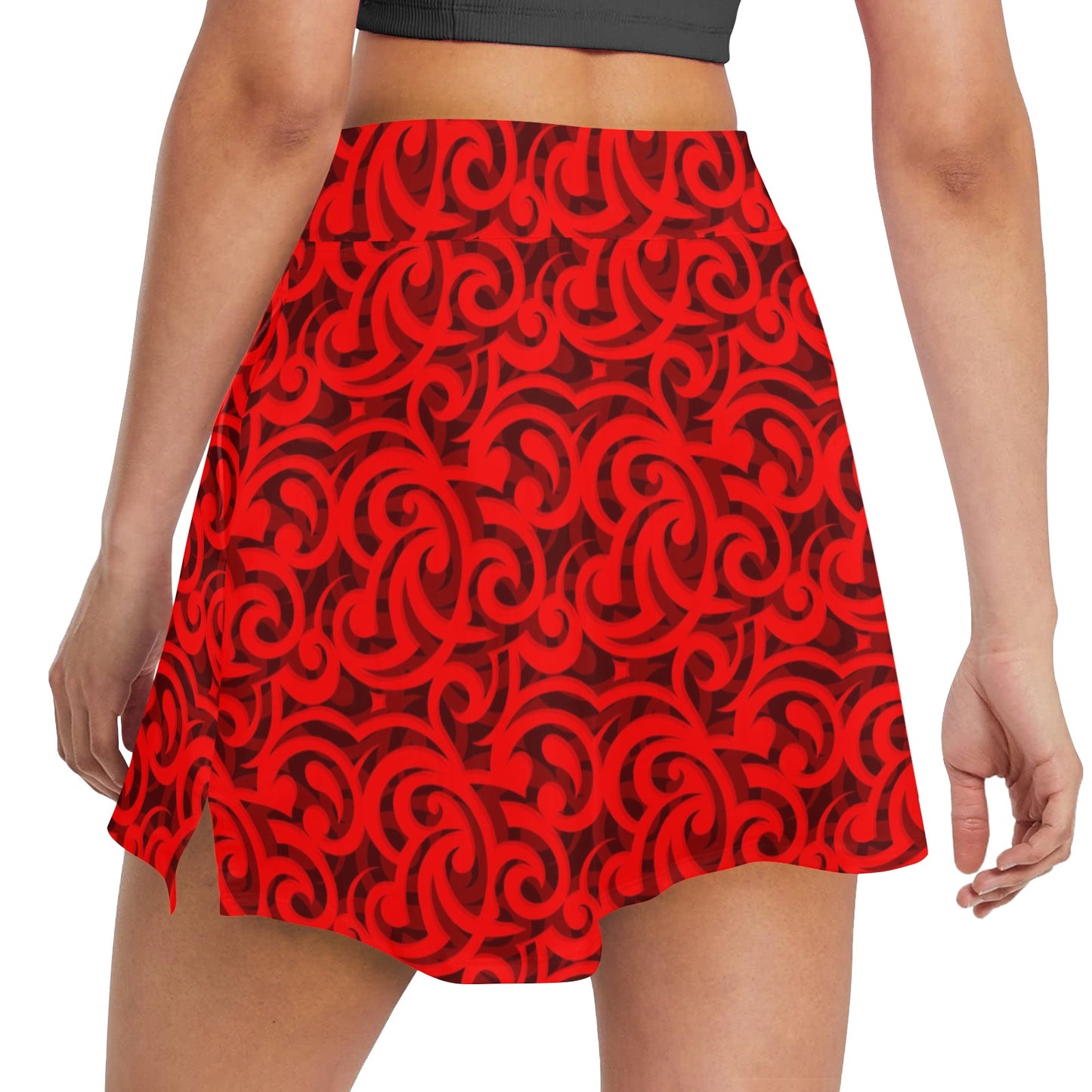 Maori Red Themed Design Print 17" Golf & Pickleball Skort with Pockets