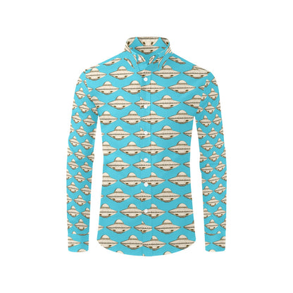 UFO Print Design LKS301 Men's Long Sleeve Dress Shirt