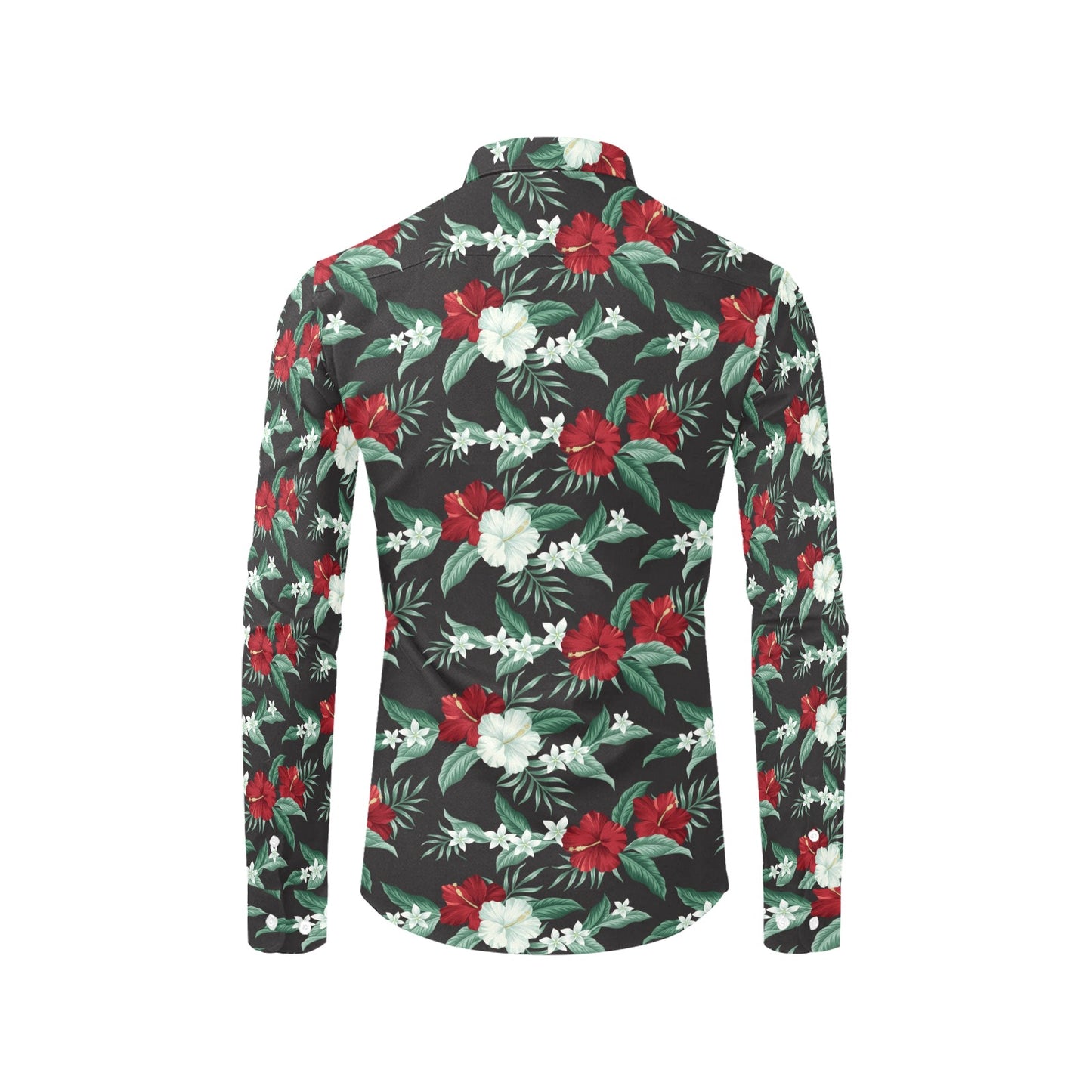 Tropical Flower Print Design LKS303 Men's Long Sleeve Dress Shirt