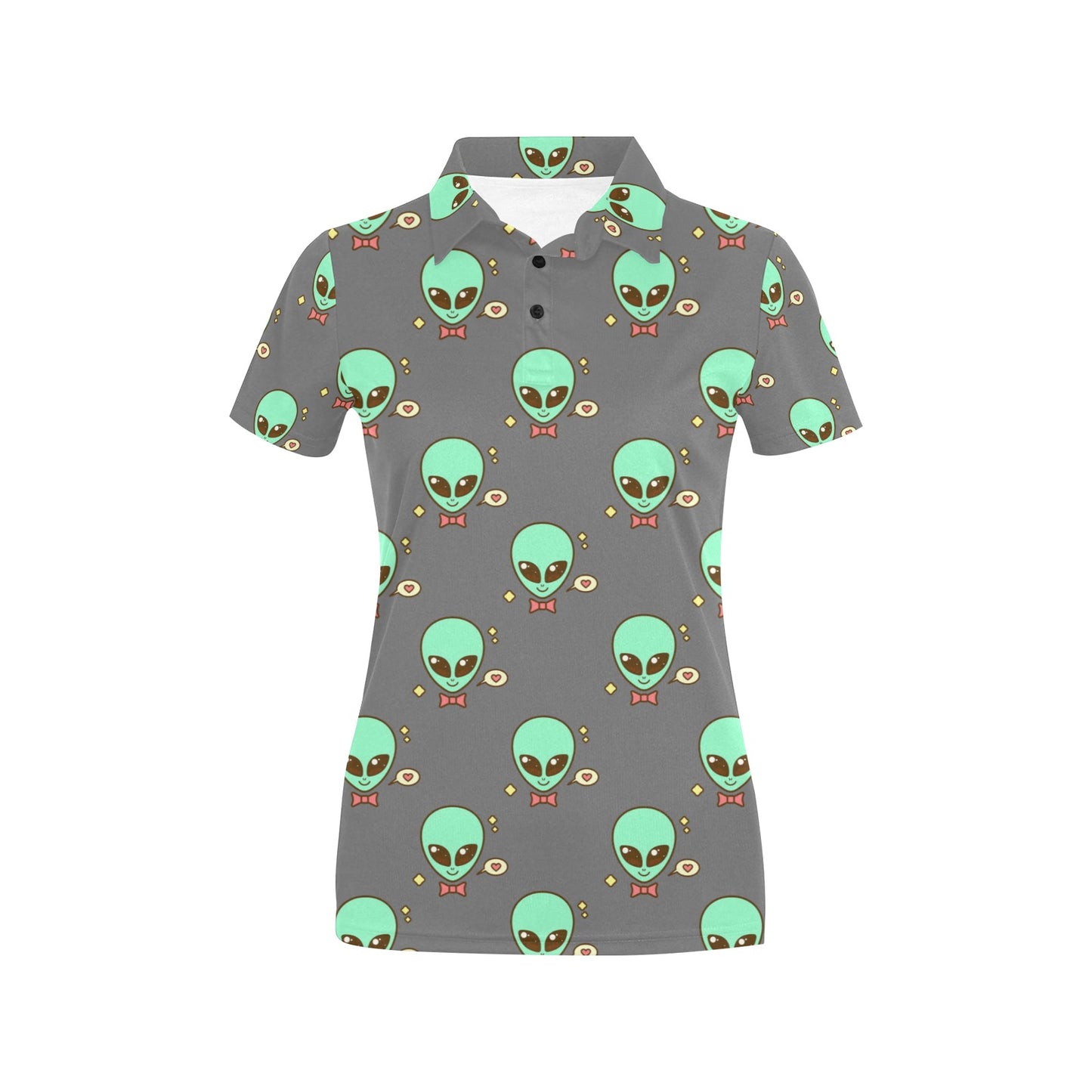 Alien Pattern Print Design 02 Women's Polo Shirt