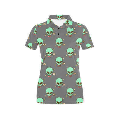 Alien Pattern Print Design 02 Women's Polo Shirt