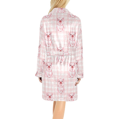Pig Baby Pattern Print Design 01 Women's Fleece Robe