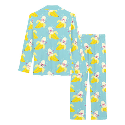 Banana Pattern Print Design BA07 Women's Long Pajama Set