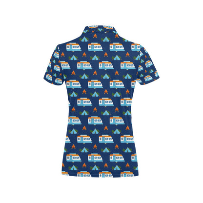 Camper Pattern Camping Themed No 3 Print Women's Polo Shirt
