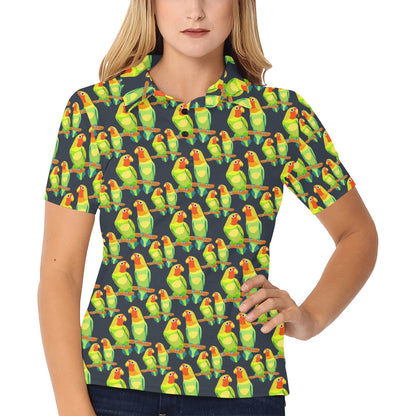 Lovebird Pattern Print Design 01 Women's Polo Shirt