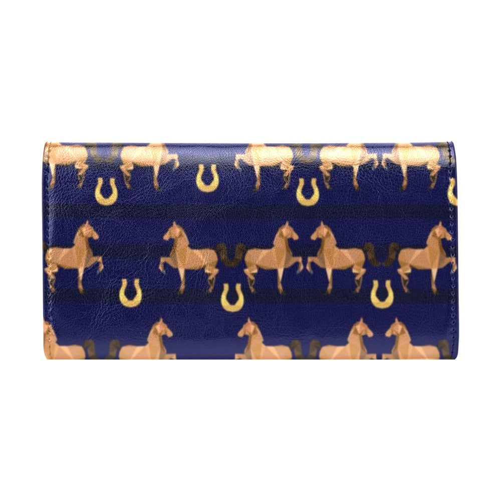 Horse Luxury Themed Pattern Print Women's Trifold Wallet