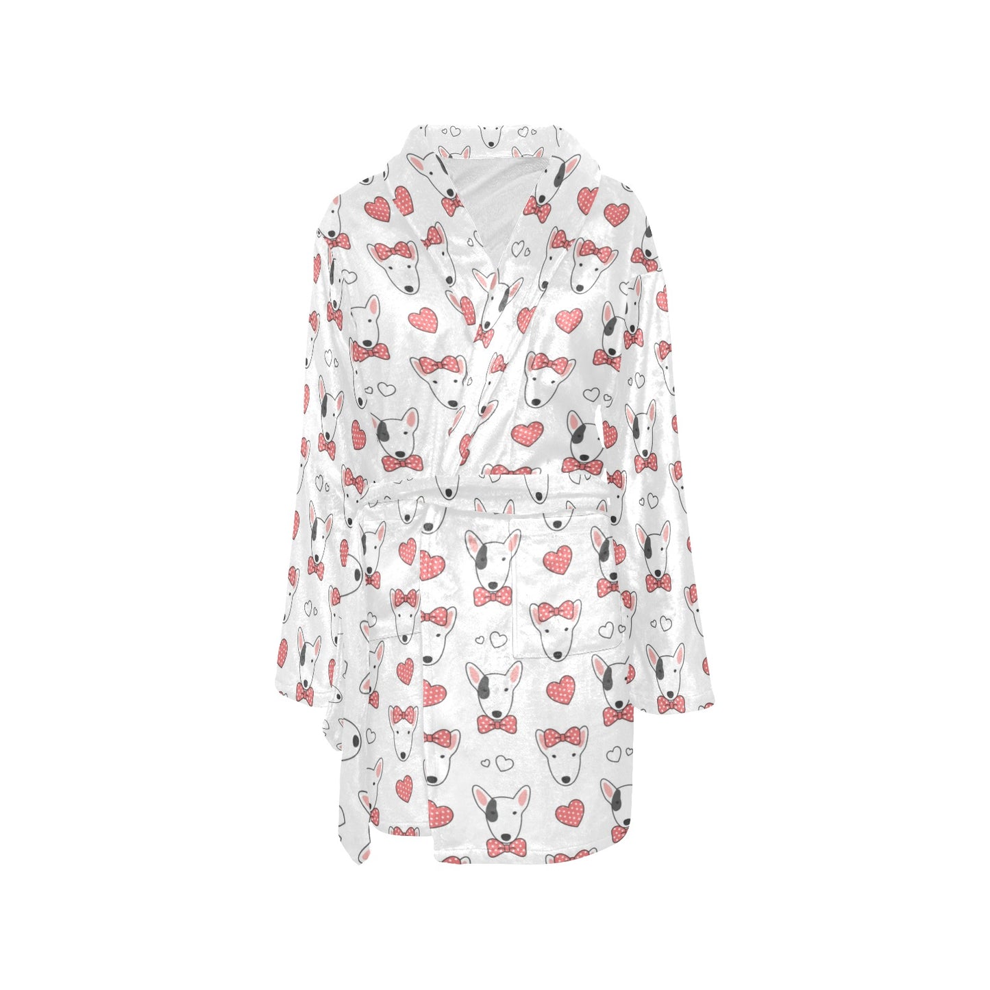 Bull Terriers Pattern Print Design 08 Women's Fleece Robe