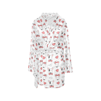 Bull Terriers Pattern Print Design 08 Women's Fleece Robe
