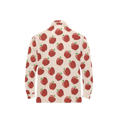 Apple Pattern Print Design AP01 Long Sleeve Polo Shirt For Men's