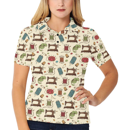 Sewing Equipment Print Design LKS303 Women's Polo Shirt