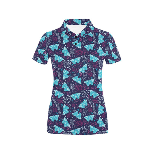 Butterfly Pattern Print Design 011 Women's Polo Shirt