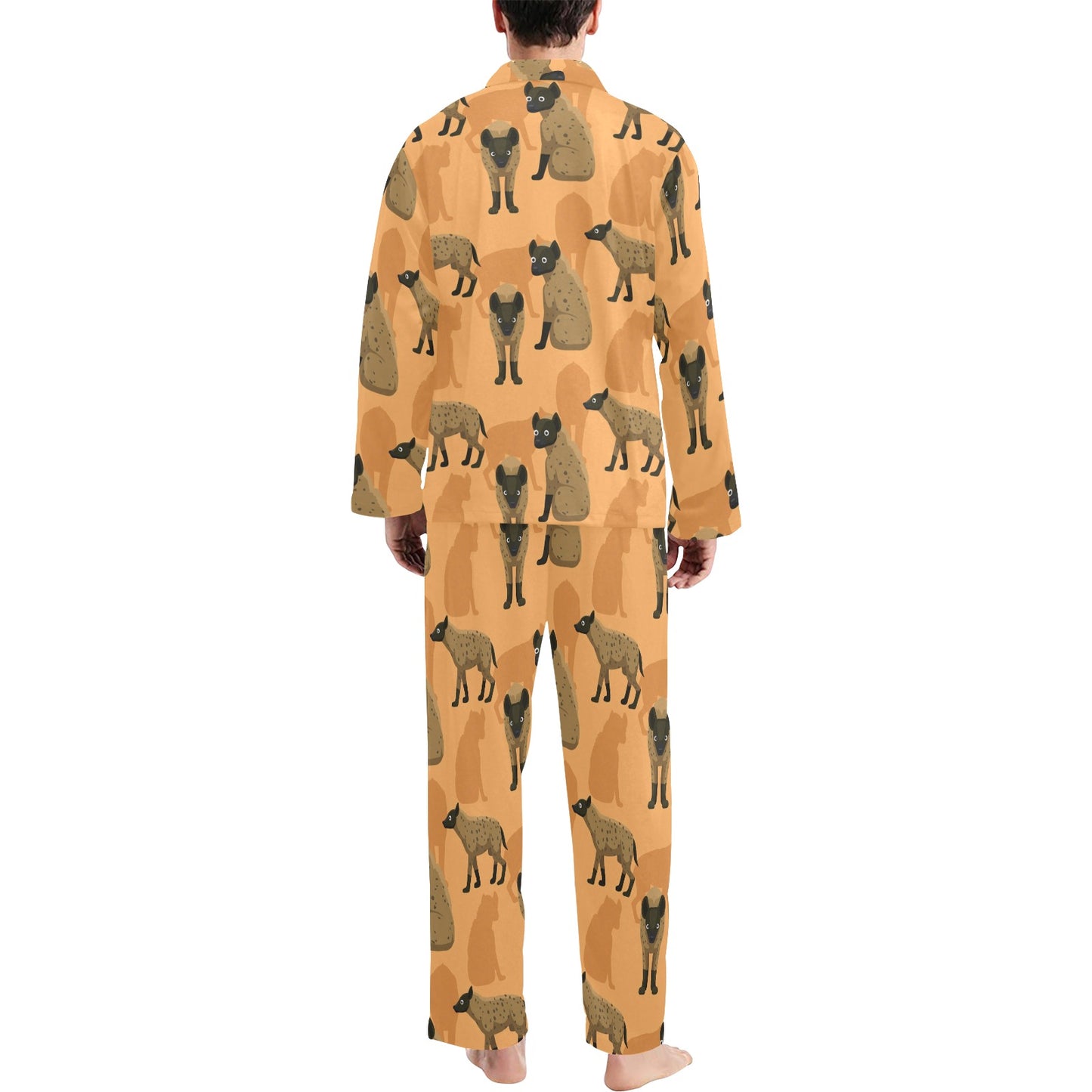 Hyena Pattern Print Design 01 Men's Long Pajama Set